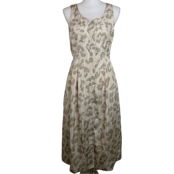 NWT Womens J Crew Leopard Print Silk Midi Shirtdress Button Front Sleeveless 6 - Picture 4 of 16